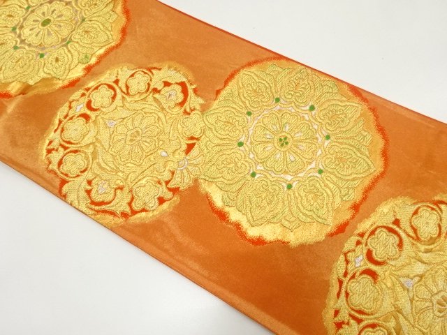 JAPANESE KIMONO / FUKURO OBI / WOVEN FLOWER CREST